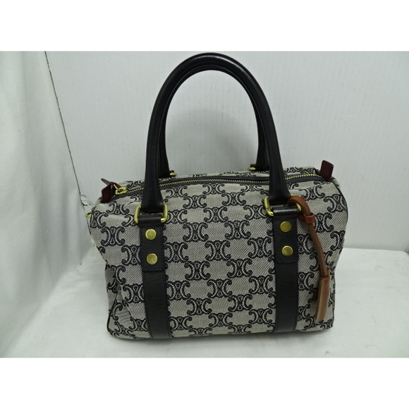 Celine | Bags | Celine Macadam Pattern Canvas Leather Mini Boston